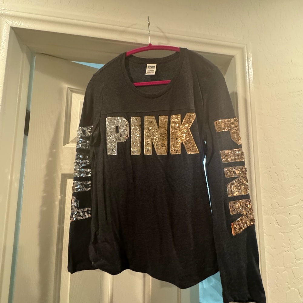Bling sequin PINK Victoria's Secret Kids Long Sleeve Shirt - Black